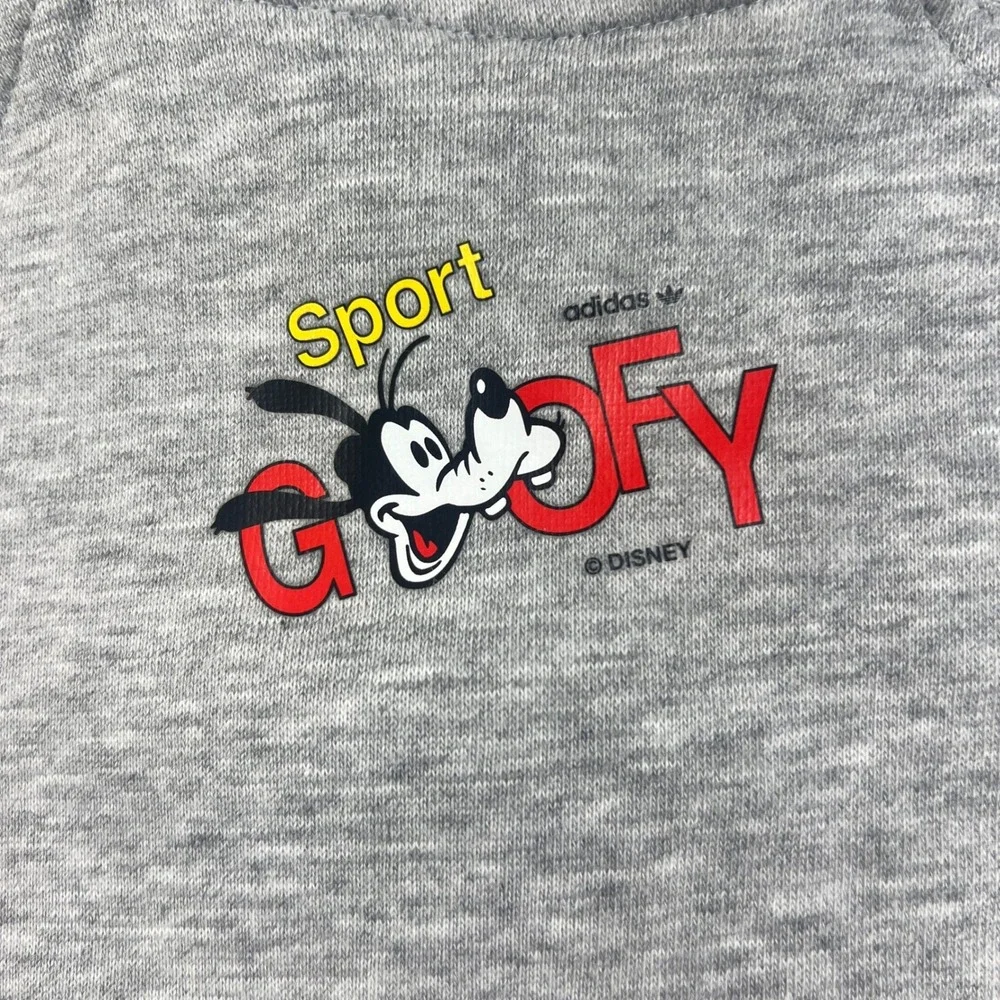 Adidas Hoodie Kids 18M Gray Red Disney Goofy Tennis Graphic Pullover Vintage NWT